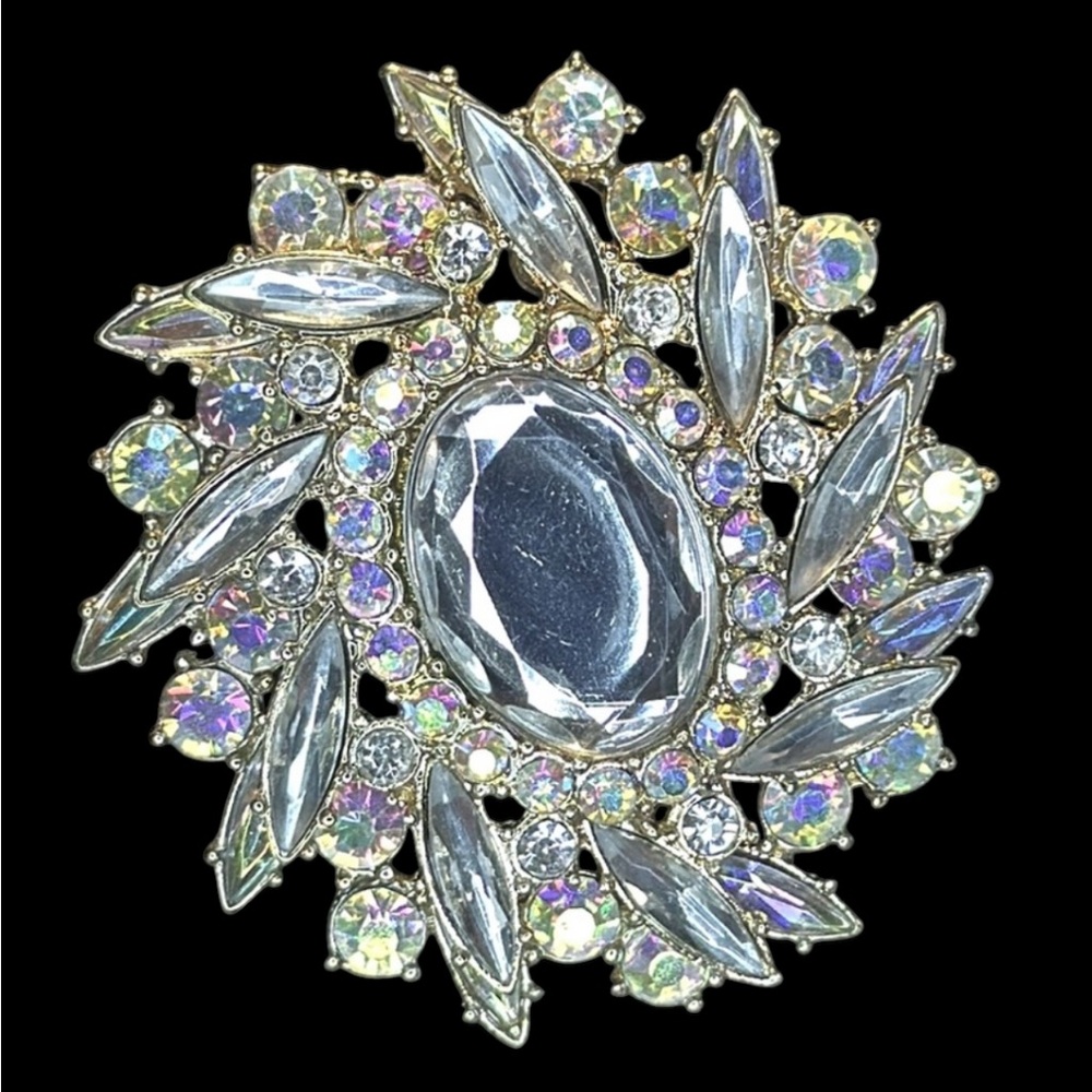 Vintage style Aurora Borealis AB stones brooch